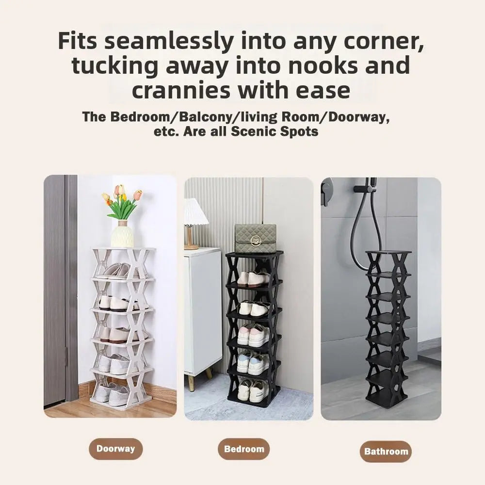 Stackable Plastic Shoe Rack – Dustproof Vertical Organizer