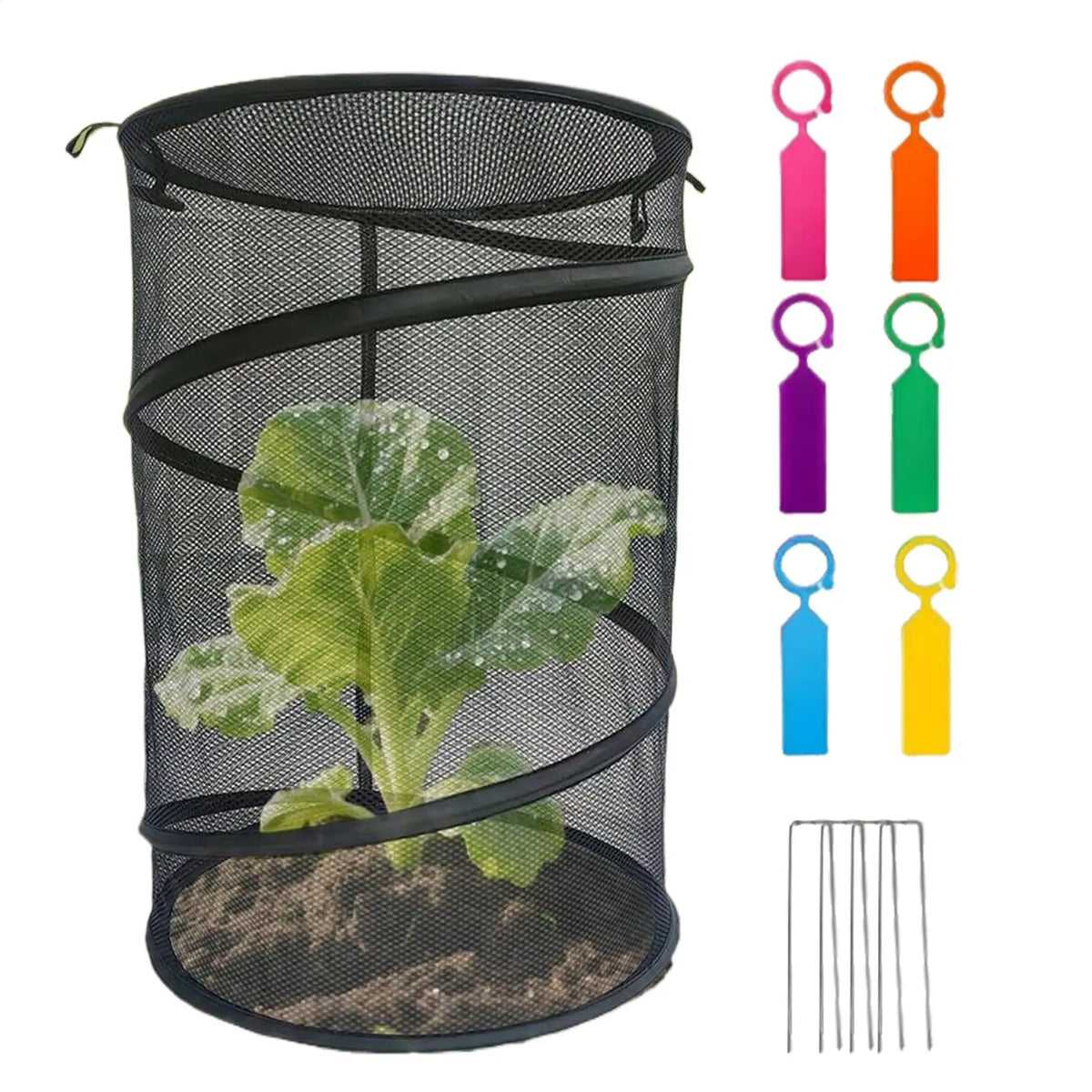 Pop-Up Garden Plant Cloche Cover | Mesh Protector & Stakes
