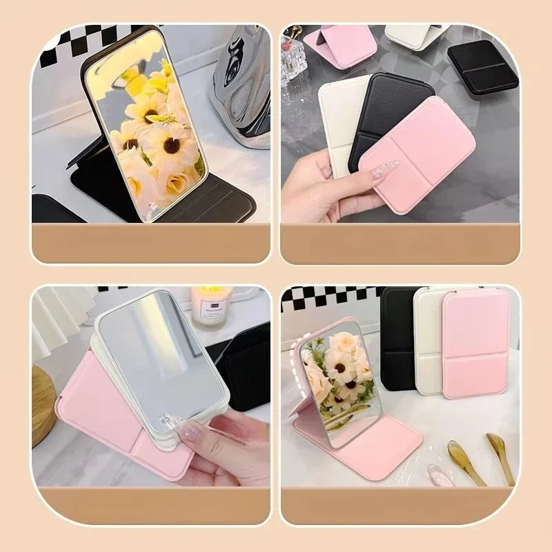 Portable Folding HD Makeup Mirror with Desktop Stand – Mini Travel