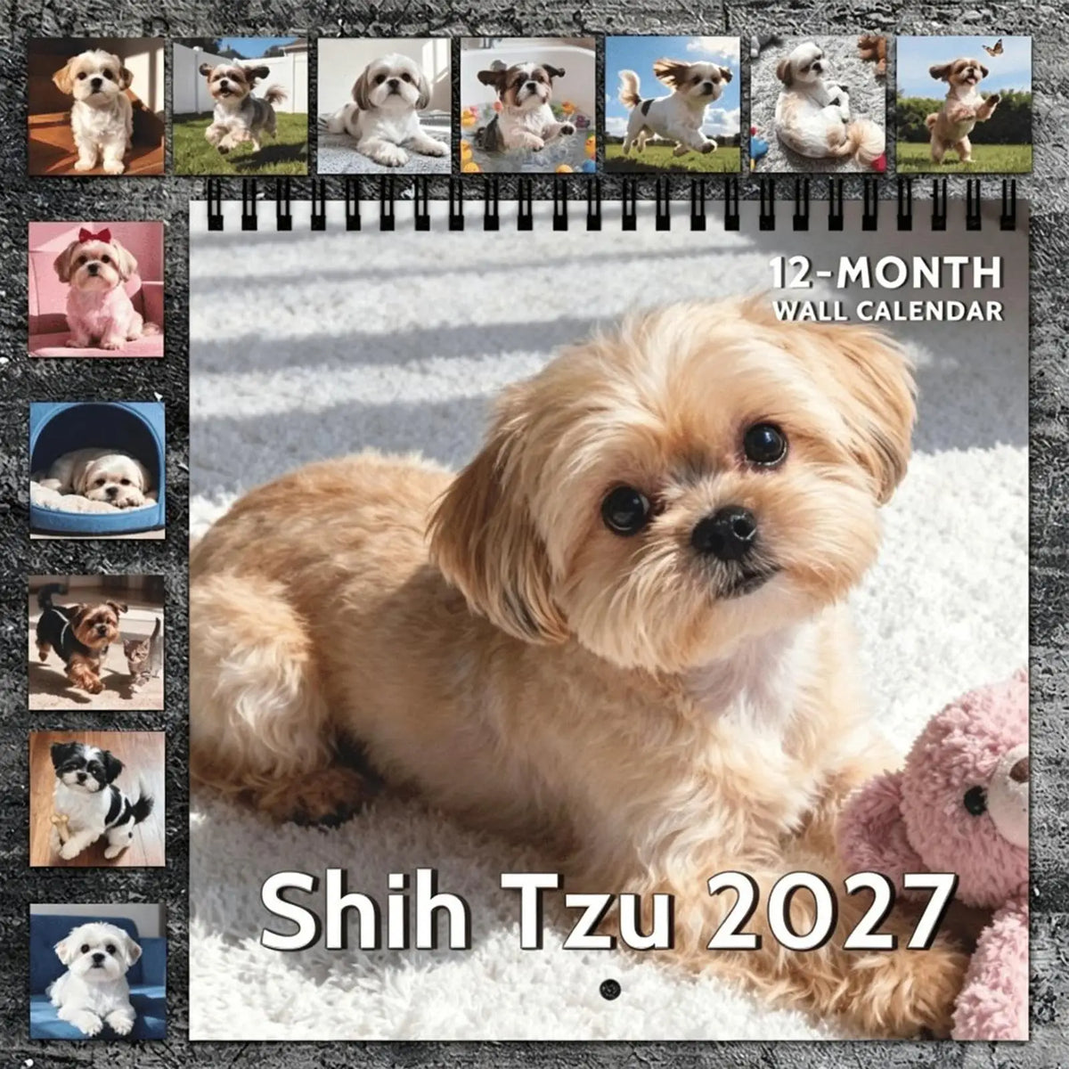 2027 Shih Tzu Wall Calendar | Spiral, Large Grid & Thick Paper
