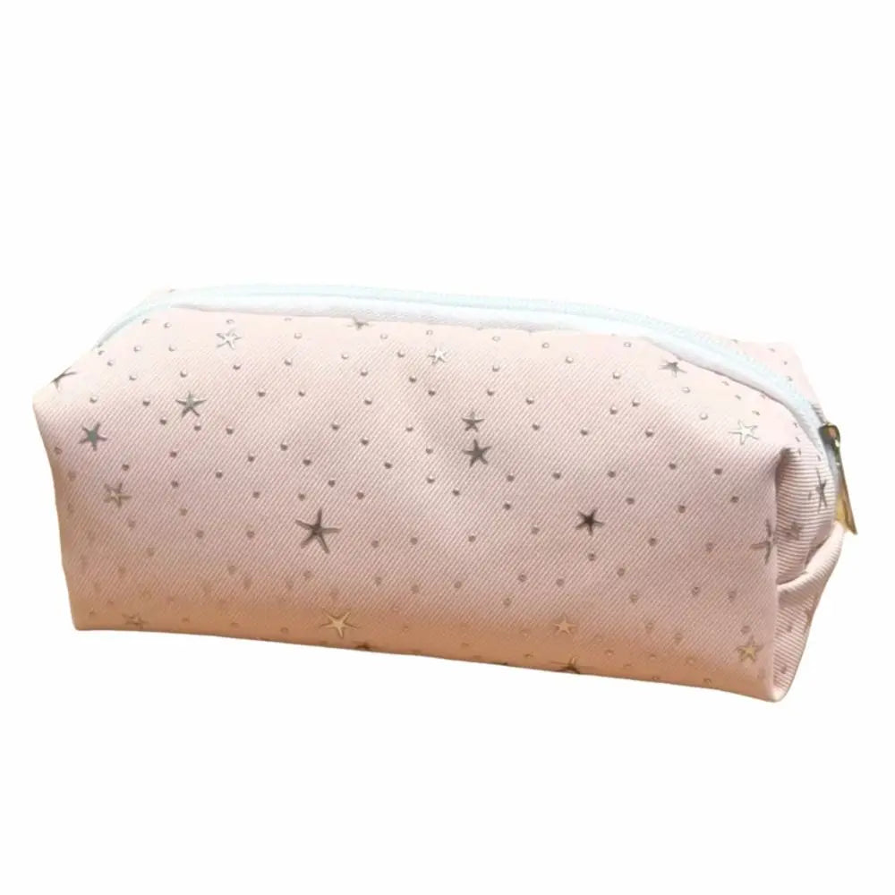 Star Polka Dot Pencil Case – Large Canvas Pen Bag for School