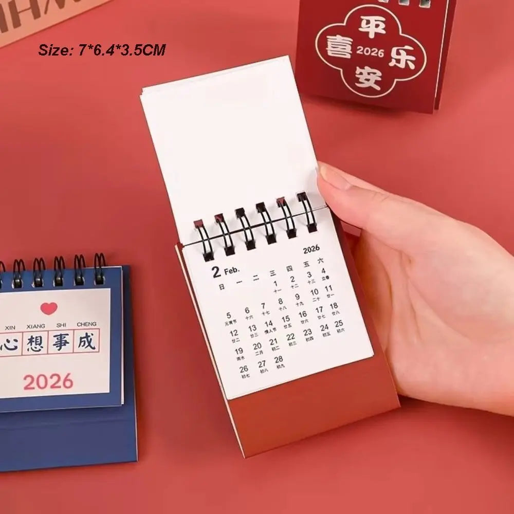 Cute Mini 2026 Desk Calendar Coil Flip Cartoon Daily Planner