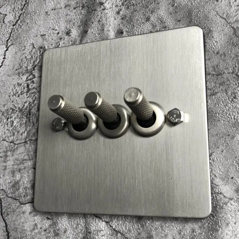 Industrial Knurled Toggle Wall Switch 1-4 Gang Stainless Steel Retro