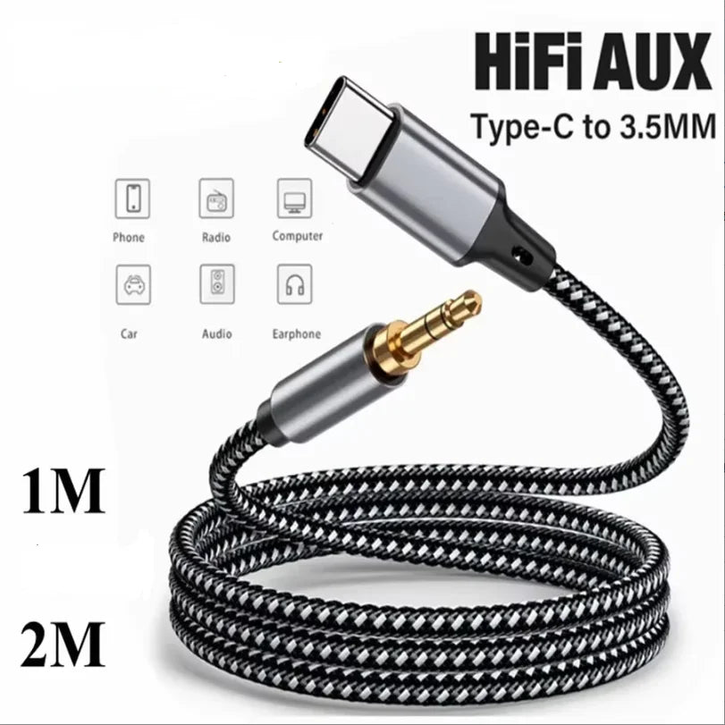USB-C to 3.5mm TRRS AUX Audio Cable – iPhone 15 & Samsung