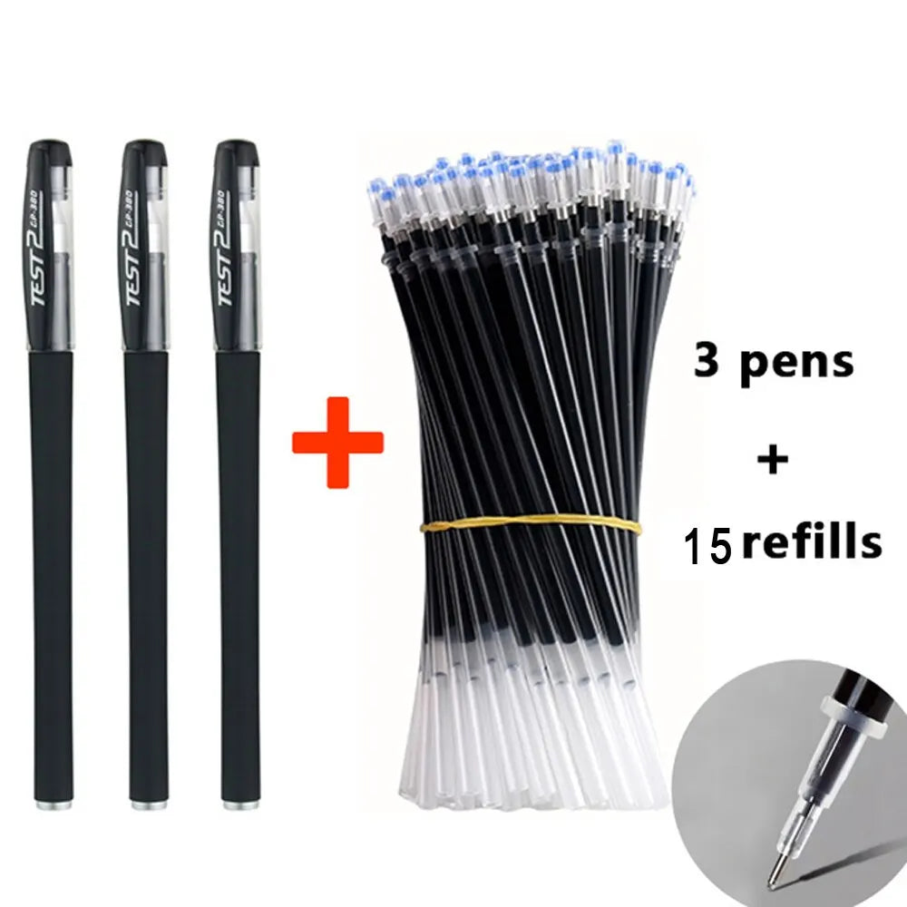 Gel Pens Set 0.5mm Bullet Tip – Black Blue Red Ink | School