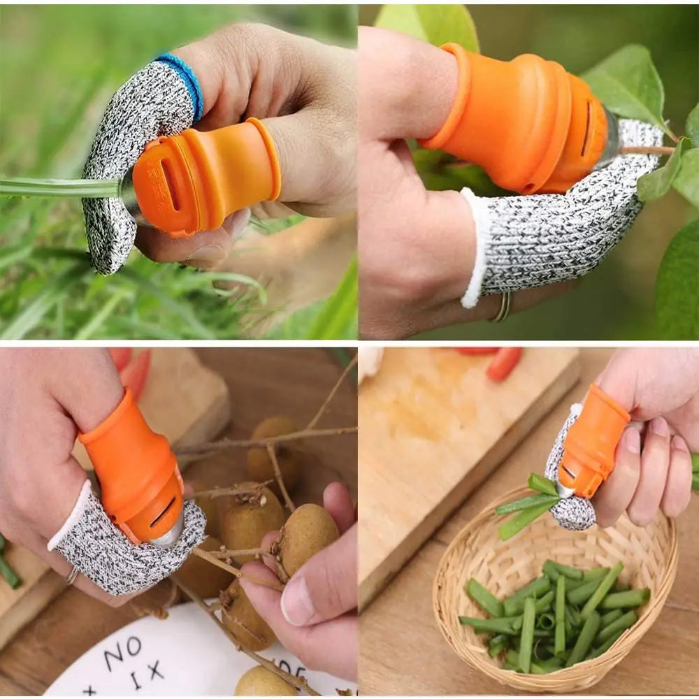 Thumb Cutter & Cut-Resistant Finger Sleeve Bean Picker Set