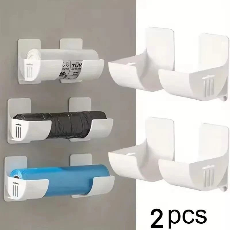 2-Piece No-Drill Kitchen Storage Rack | Wrap & Bag Organizer
