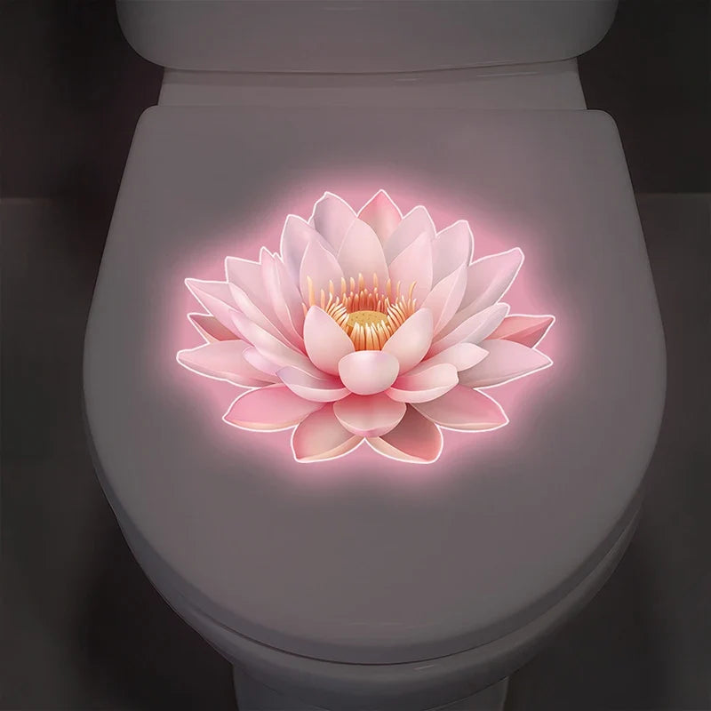 Luminous Lotus Toilet Seat Sticker – Glow-in-Dark PVC Decal