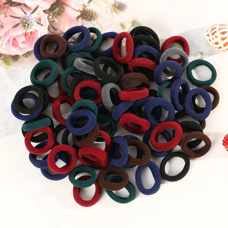 100pcs Mini Elastic Hair Ties Multicolor – Gentle & Secure