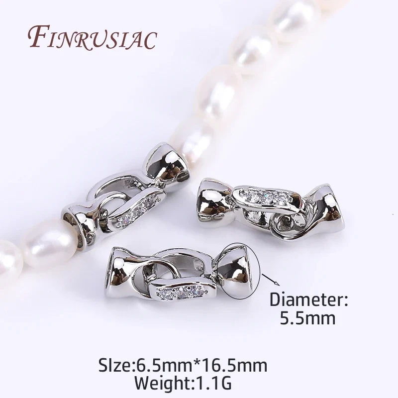 18K Gold Plated Zircon Lock Clasp | Pearl Jewelry Making