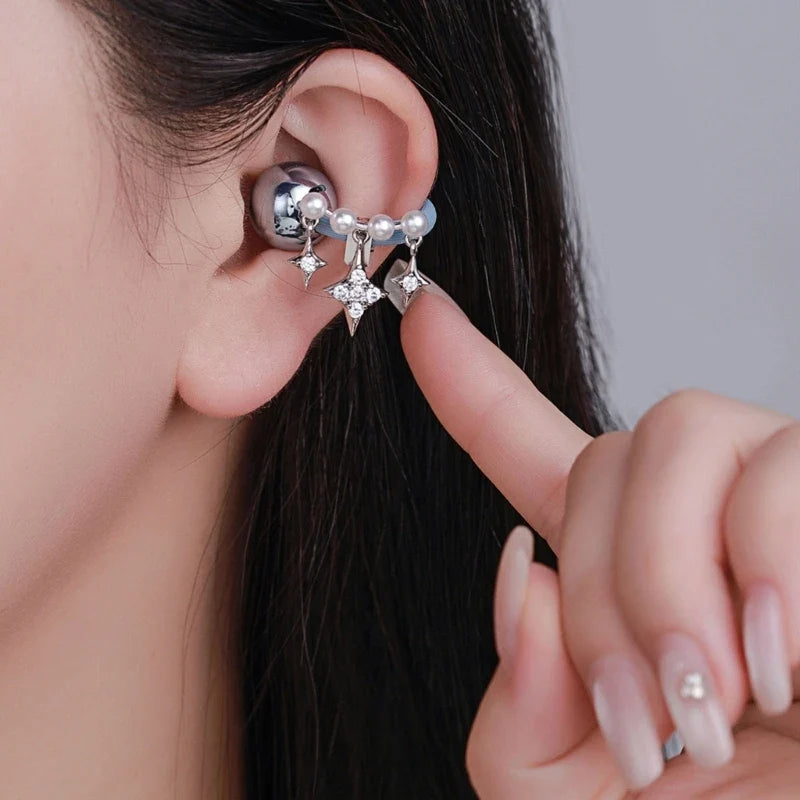 Wireless Earbud Charms – White Beads & Faceted Dangles Pair