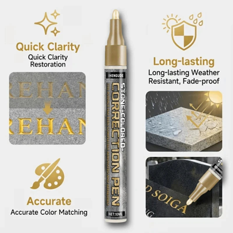 Golden Tombstone Marker Pen – Oil-Based Fine Tip for Stone & Granite