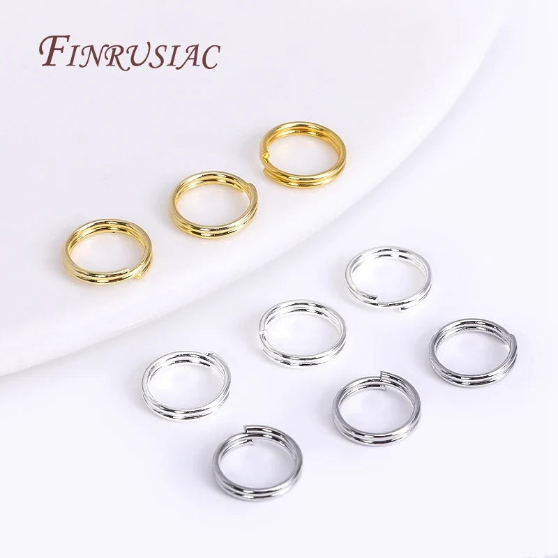 18K Gold Plated Brass Double Loop Split Ring Connectors 100pcs
