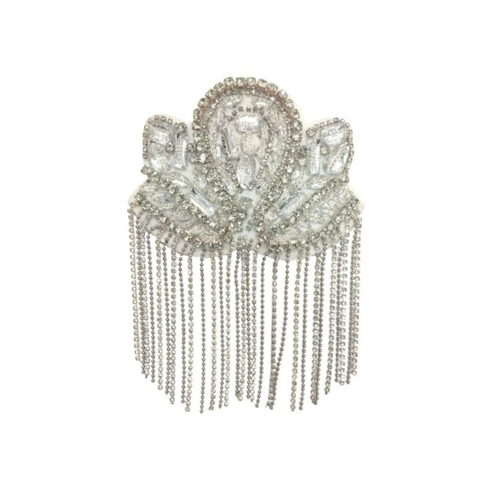 Rhinestone Tassel Epaulet – Sparkling Beaded Shoulder Patch