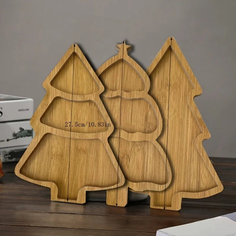 Christmas Bamboo Multi-Compartment Serving Tray – Party Snacks