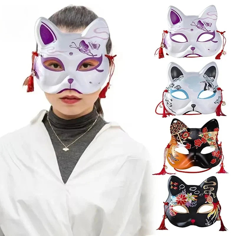 Handmade Japanese Cat Half Face Mask – Anime Cosplay