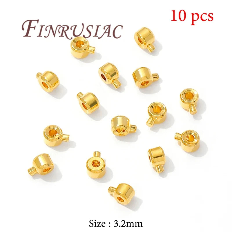18K Gold Plated Crimp Tube End Beads for Jewelry Making – 100pcs