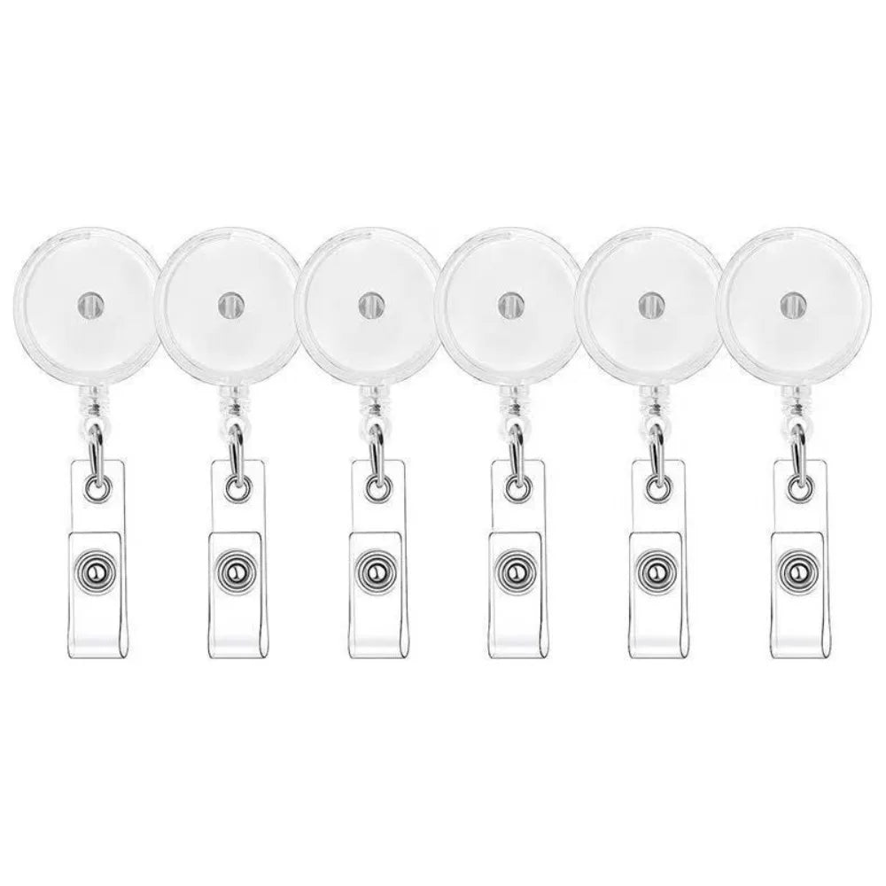 Retractable Badge Reel 6-Pack – Clear ID Card Holder Swivel Clip