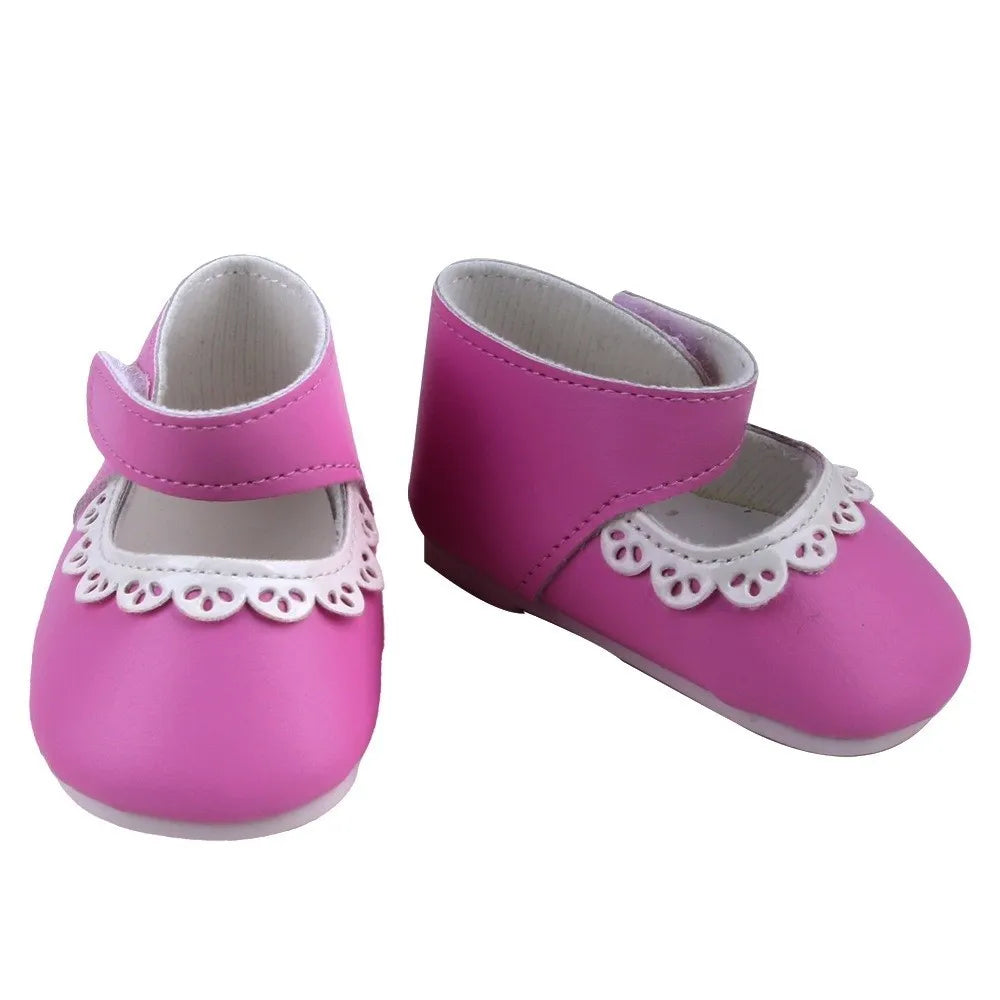 PU Leather Ruffle Mini Doll Shoes 8cm for 55cm / 22-Inch Dolls