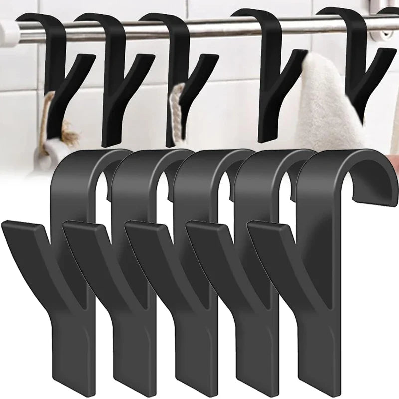 10PCS Rail Hooks for Towels, Clothes & Bathroom Storage | ABS