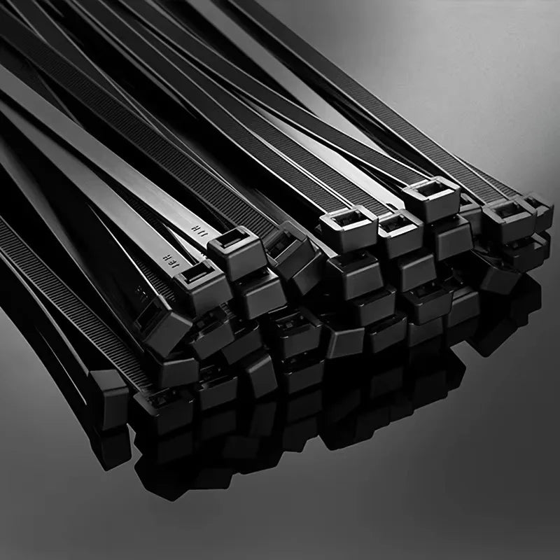 100pcs Black Cable Ties – UV Resistant Self-Locking Zip Ties