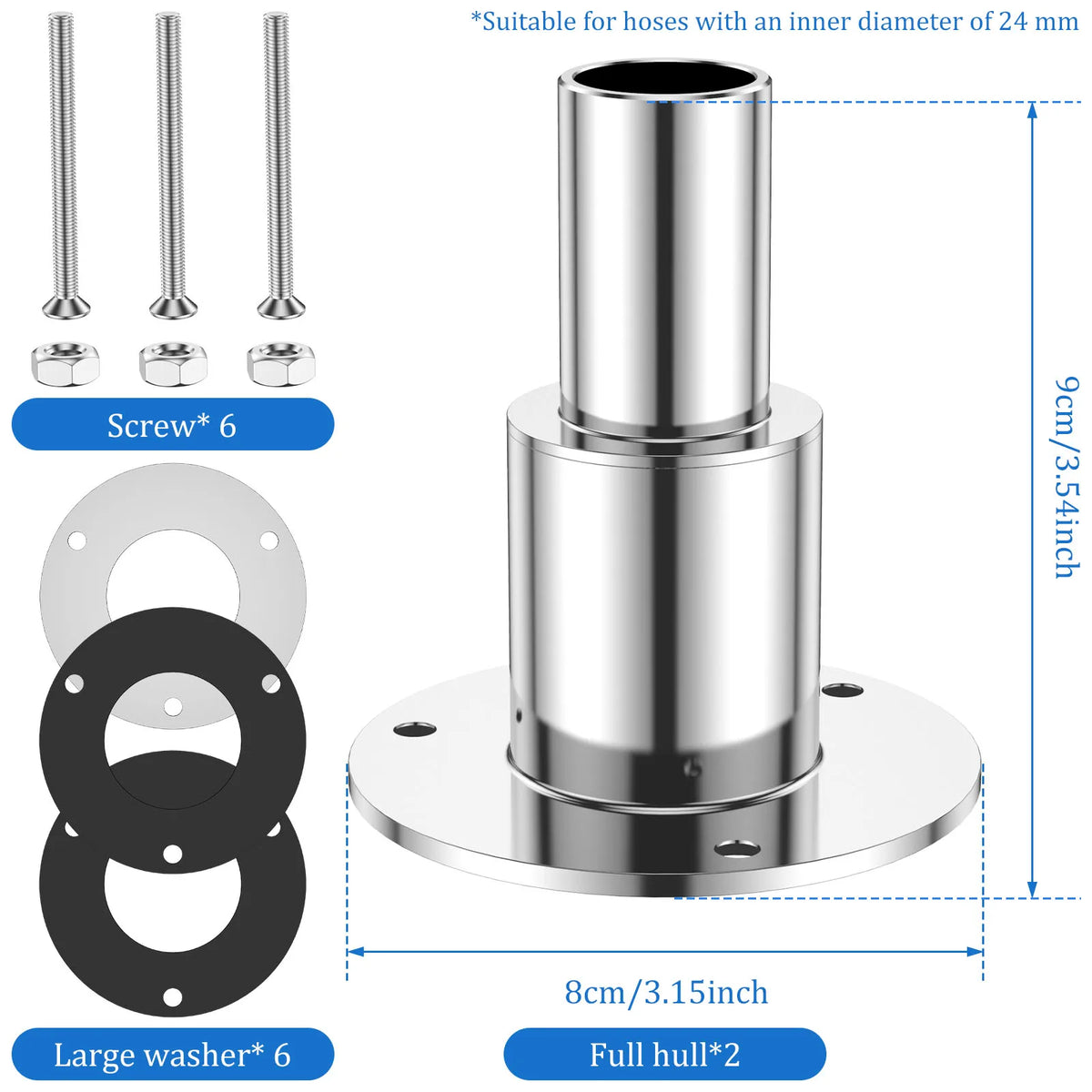Thru Hull Exhaust Skin Fitting 24mm Pipe Socket – Diesel Heater