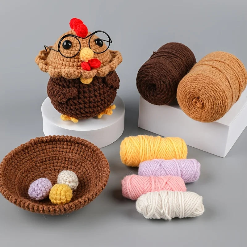 DIY Wool Ball Doll Crochet Kit – Animal Knitting Starter Set