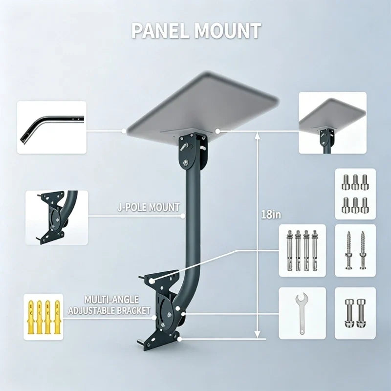 Mini Satellite Dish Wall & Roof Mount Bracket | Adjustable Steel