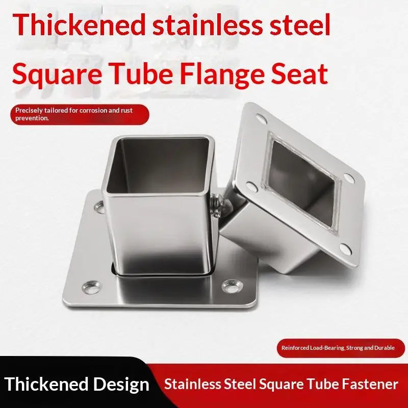 Stainless Steel Square Tube Connector Flange Base 25/30/35mm