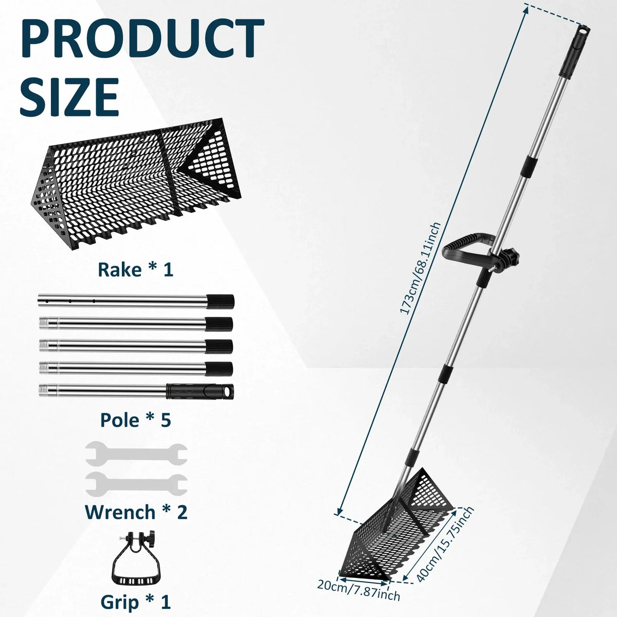 Stainless Steel Sand Flea Rake & Beach Sifter – 52" Handle