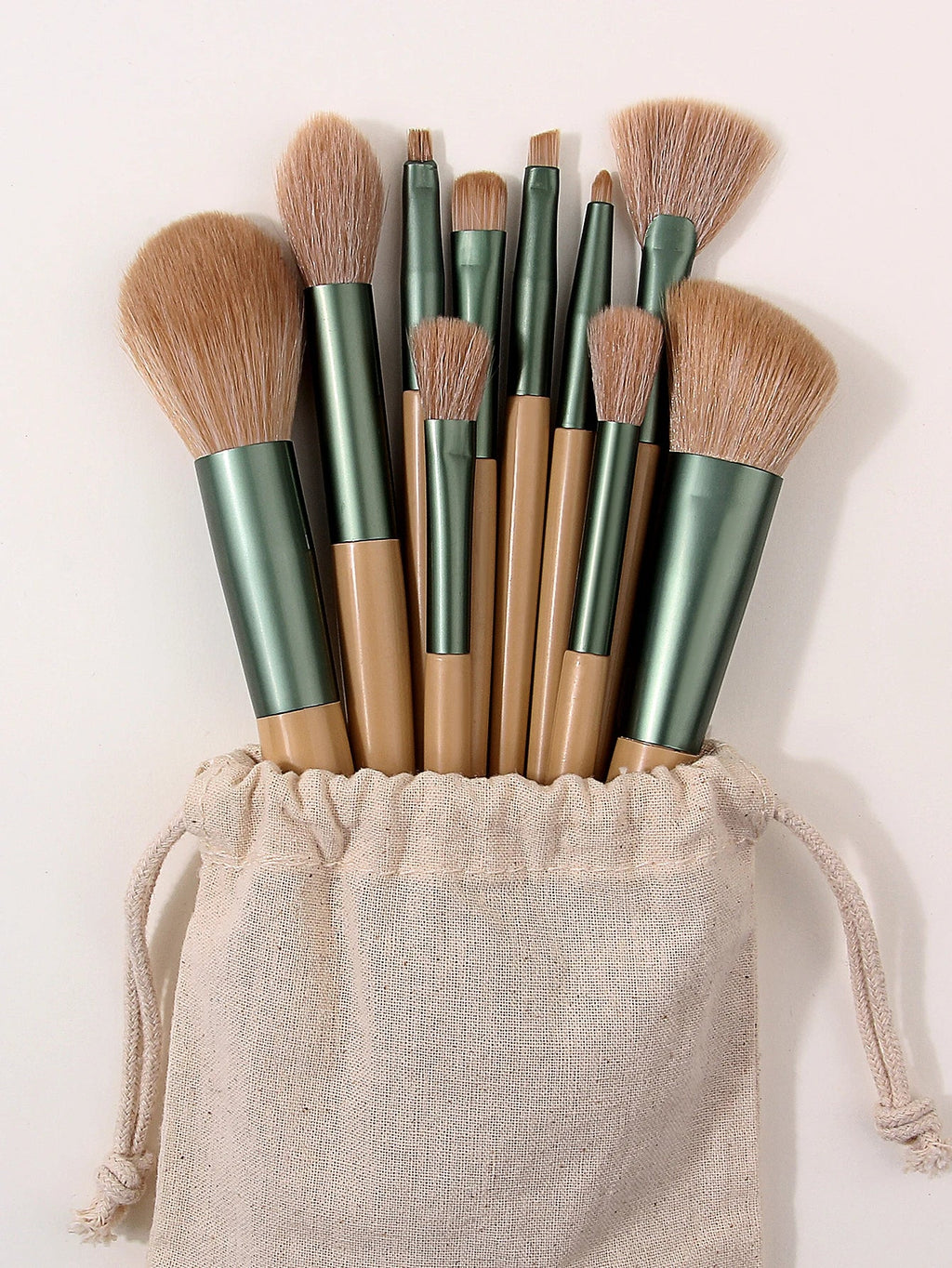 13-Piece Makeup Brush Set with Storage Bag & Powder Puffs