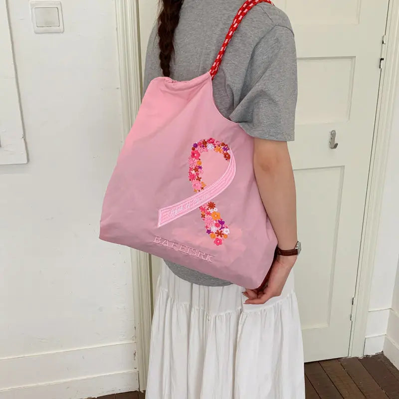 Japanese Embroidered Silk Scarf Large Shoulder Tote Bag for Women