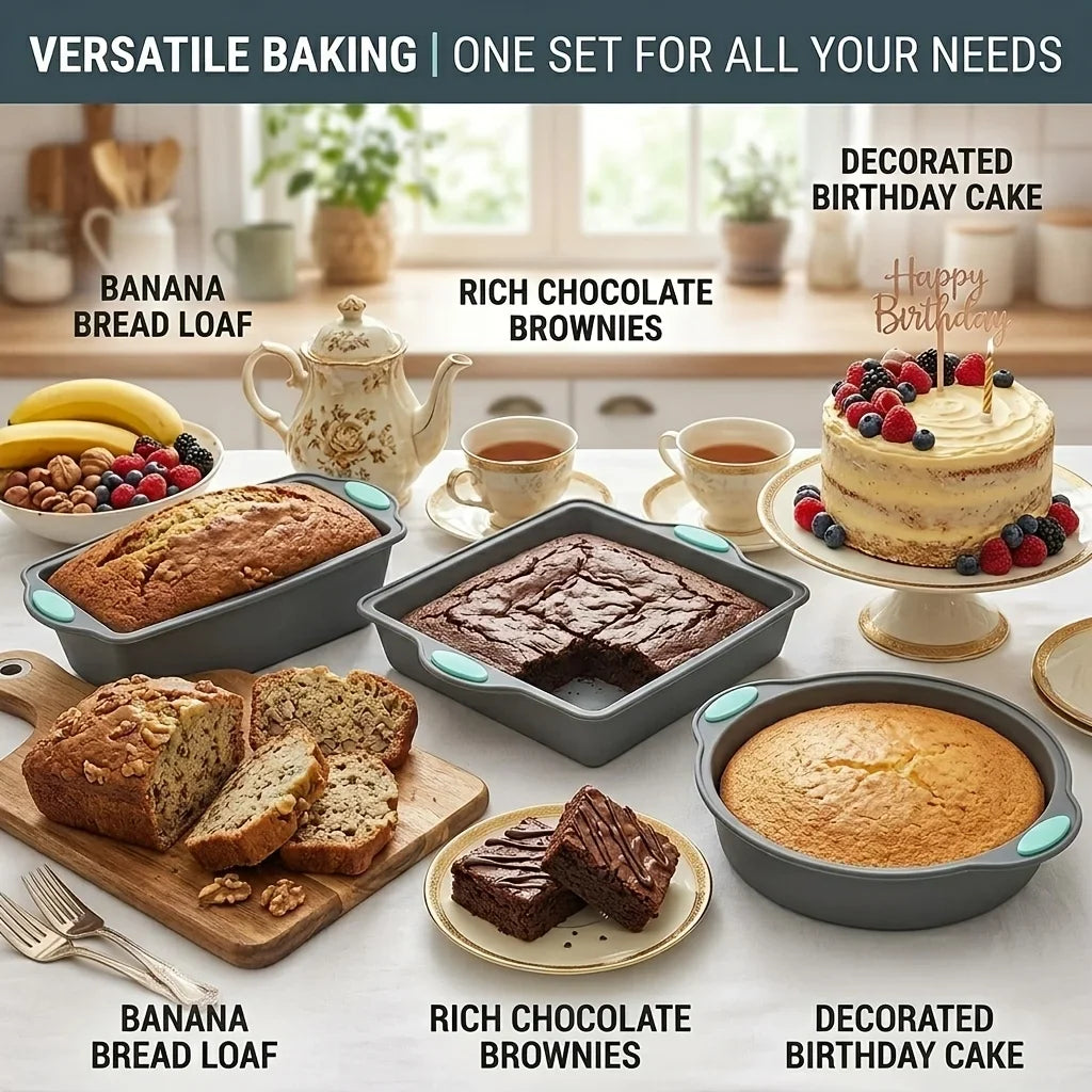 5-Piece Silicone Bakeware Set – Non-Stick Cake & Bread Molds