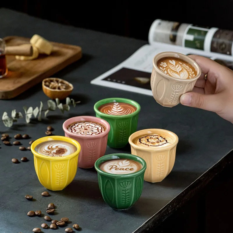 Arabic Tulip Ceramic Espresso Cup Set 100ml – 6 Pieces