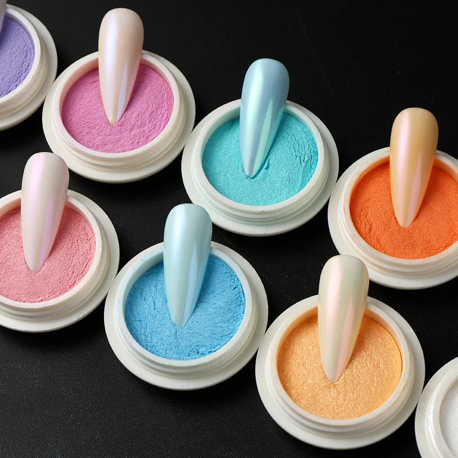 Chrome Nail Powder Pigment Set – Iridescent Aurora Glitter 10 Boxes