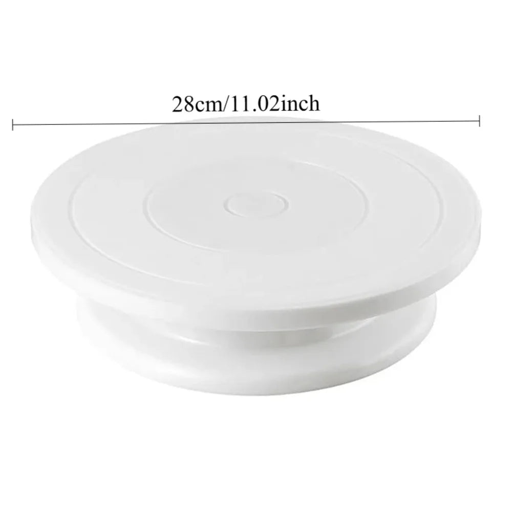 360° Cake Turntable Set – Scraper, Nozzles & Decorating Tools