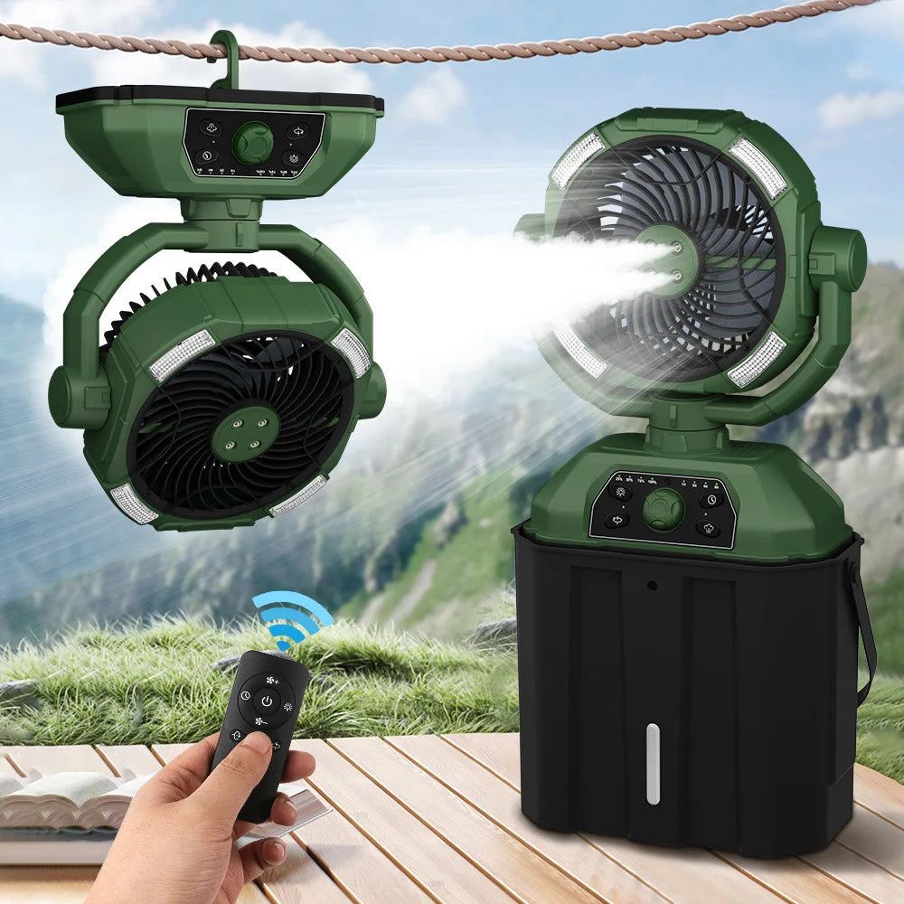 USB Rechargeable Portable Camping Fan with Spray Misting