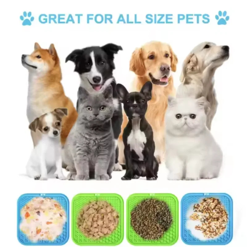 Slow Feeder Lick Mat for Dogs – Suction Silicone Pad