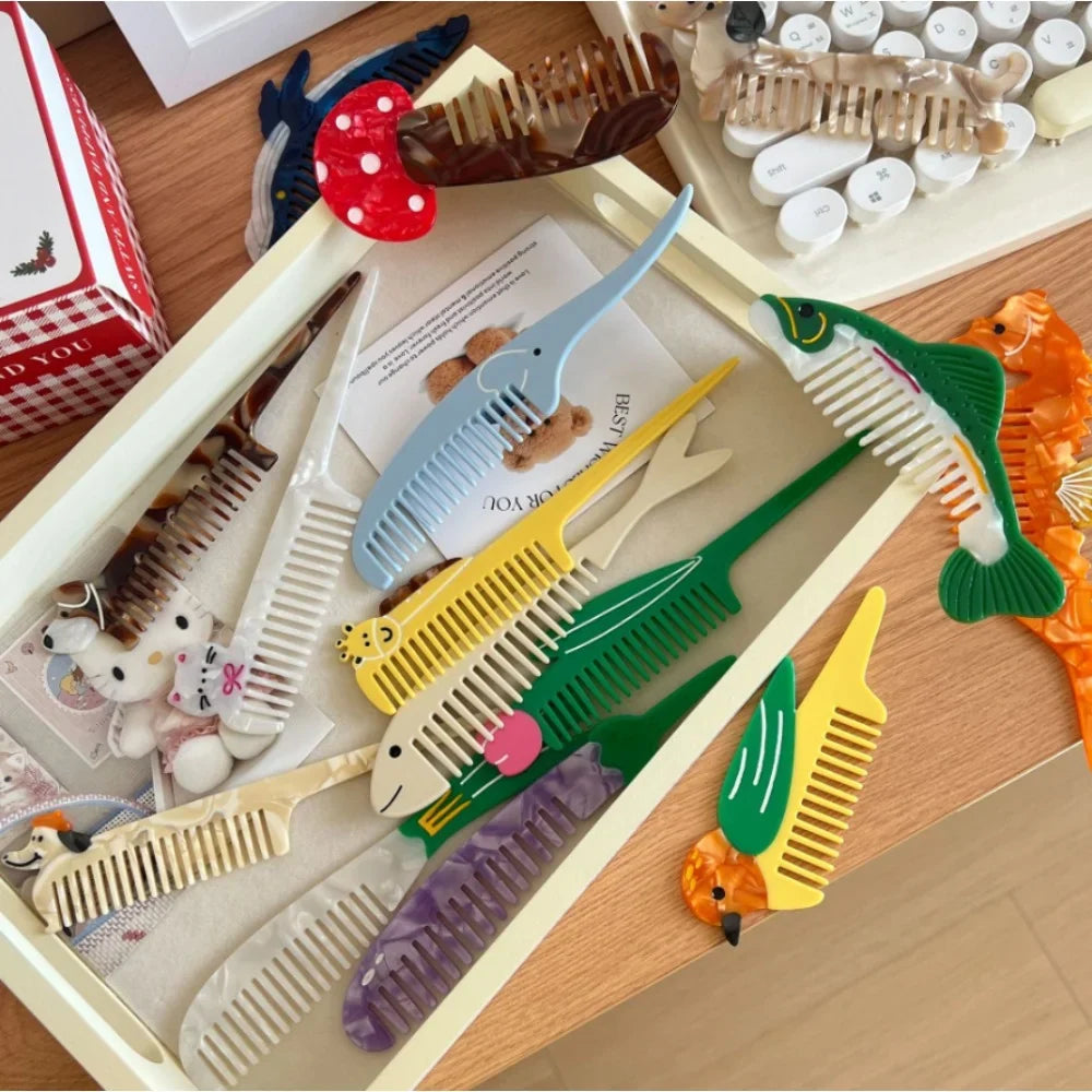 Tulip Acetate Wide Tooth Pointed Tail Hair Comb | Nixie