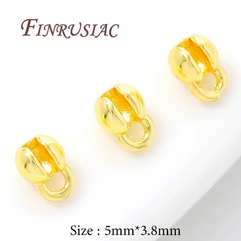 18K Gold Plated Brass Crimp Beads & Ball Chain Connectors