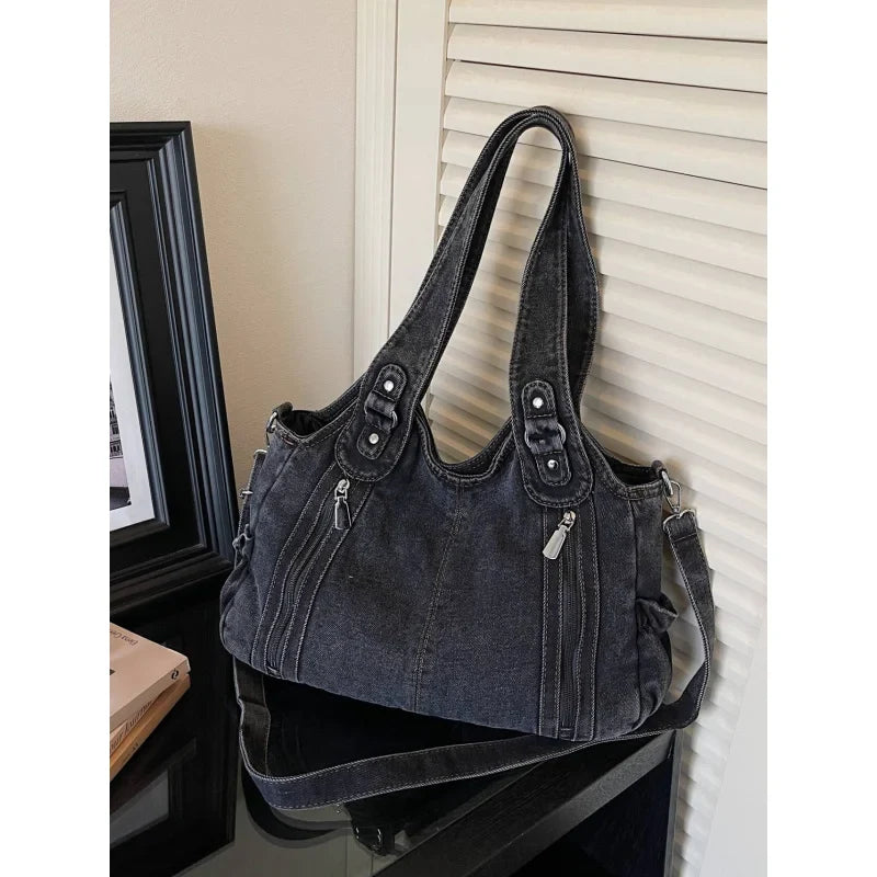 Nixie Women's Denim Tote Bag – Large Capacity Shoulder Bag