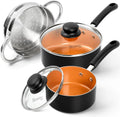 MICHELANGELO 1QT & 2QT Ceramic Non-Stick Pot Set + Steamer