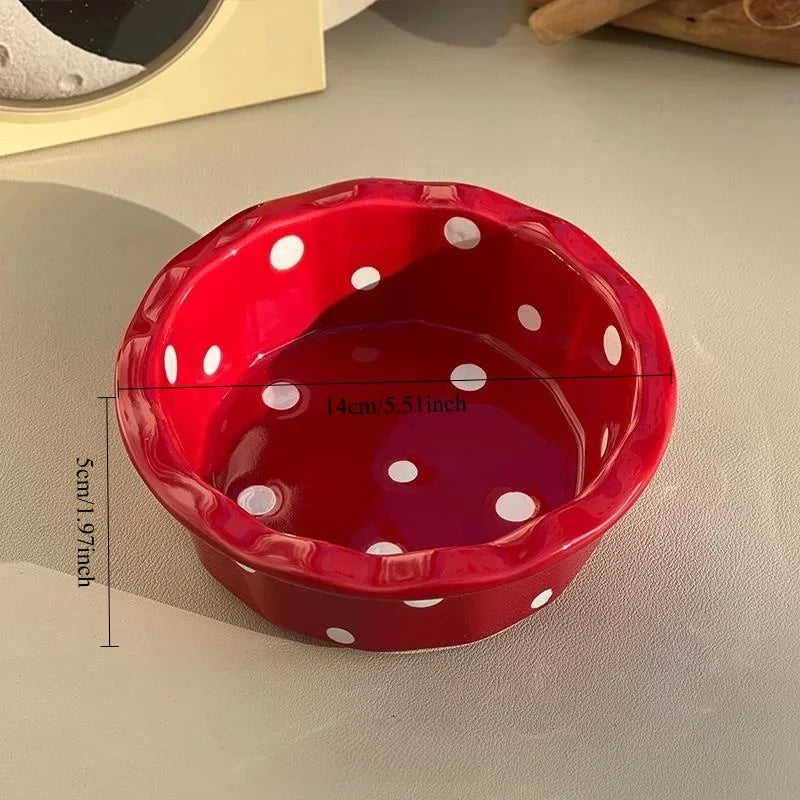 Ceramic Breakfast Bowl Polka Dot Lace – Yogurt & Cereal Bowl