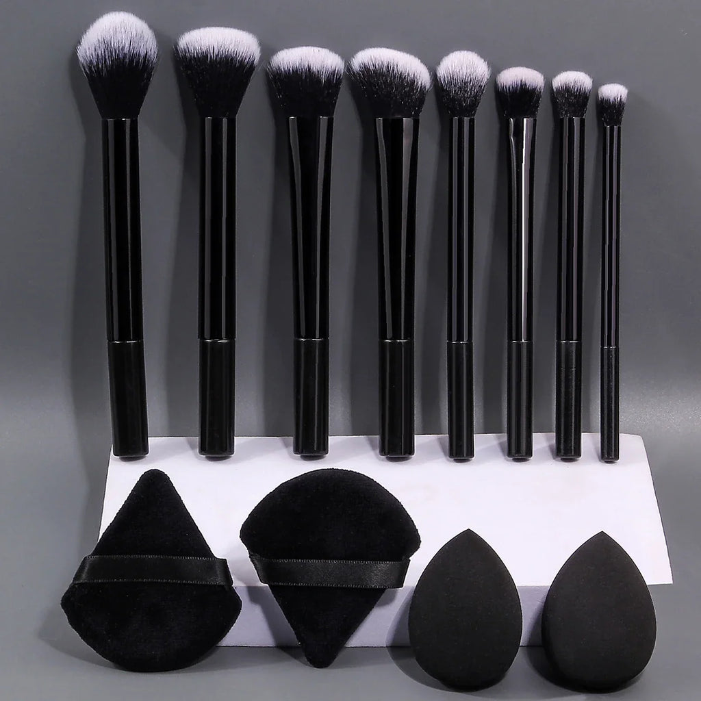 12PCS Beginner Makeup Brush & Sponge Set – Soft & Portable