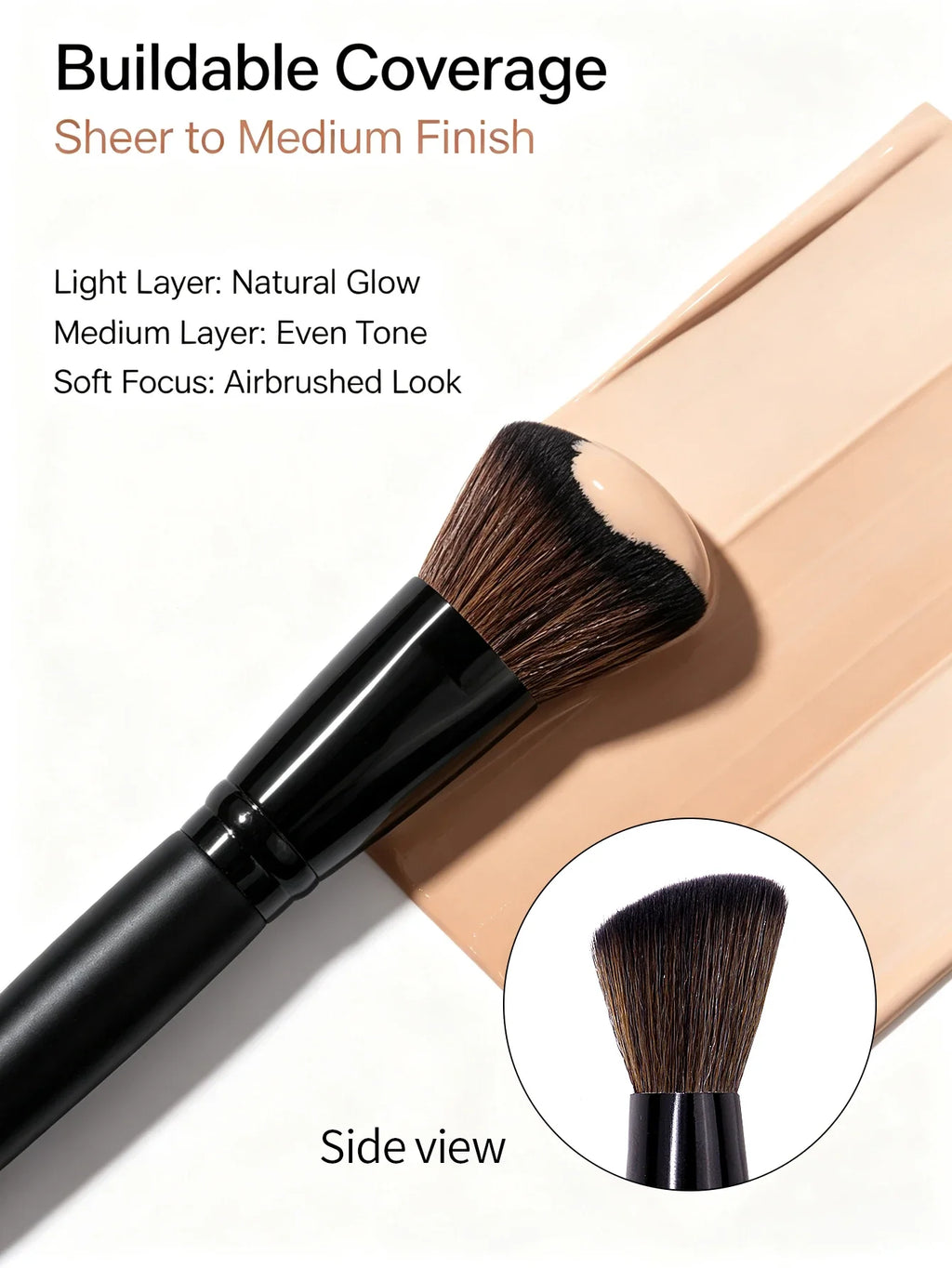 Angled Foundation Brush – Synthetic Bristles, Multi-Use Face