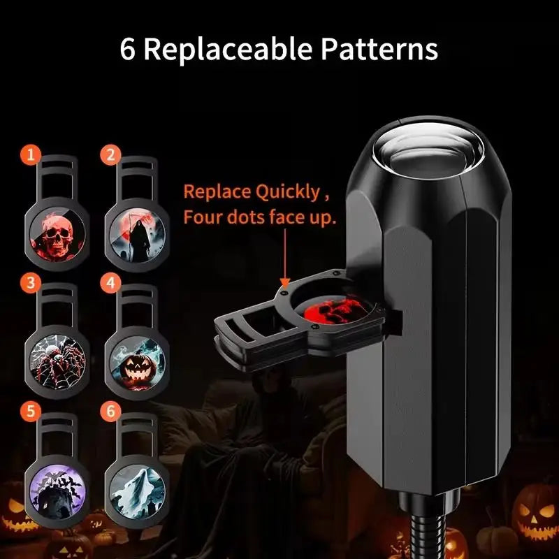 LED Halloween Projection Lamp – 6 Patterns, USB Powered