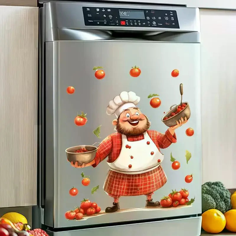 Chef Kitchen Stickers – Fun Removable PVC Appliance Decals