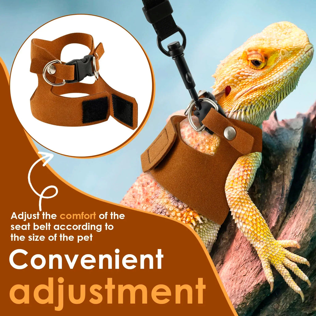 3-Pack Lizard Harness & Leash – Bearded Dragon S/M/L Set
