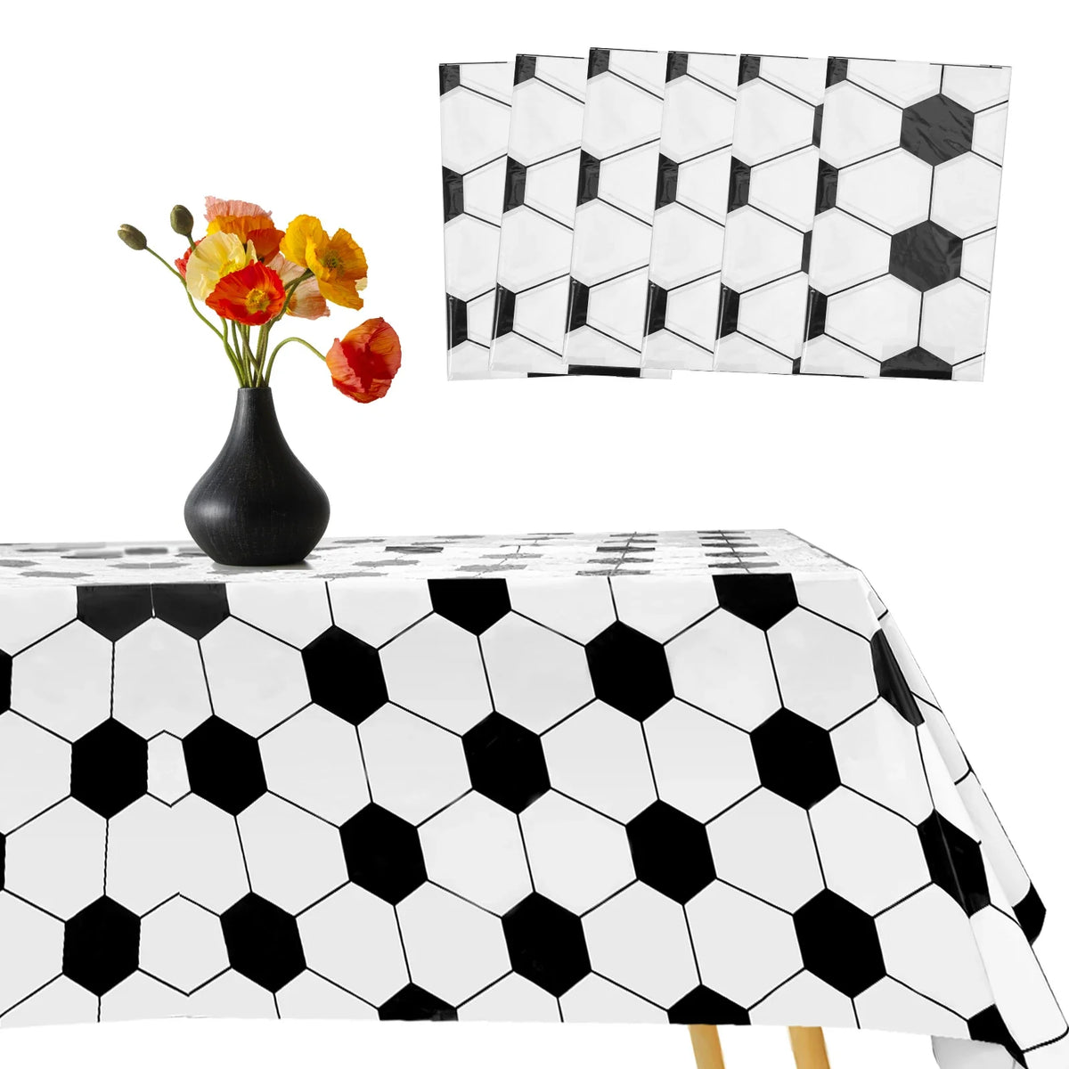 6Pcs Soccer Party Tablecloths – Waterproof Rectangle Covers