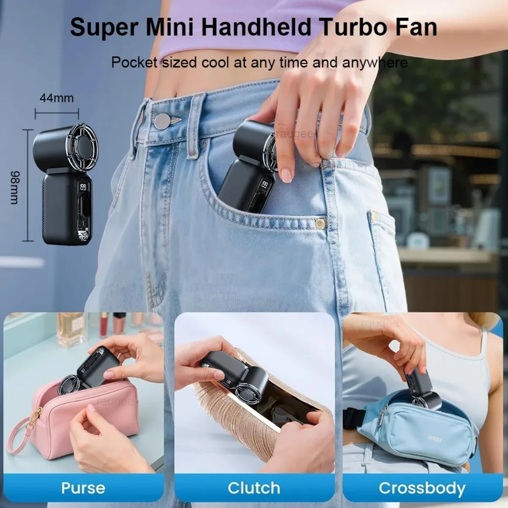 USB Rechargeable Mini Handheld Fan with Digital Display